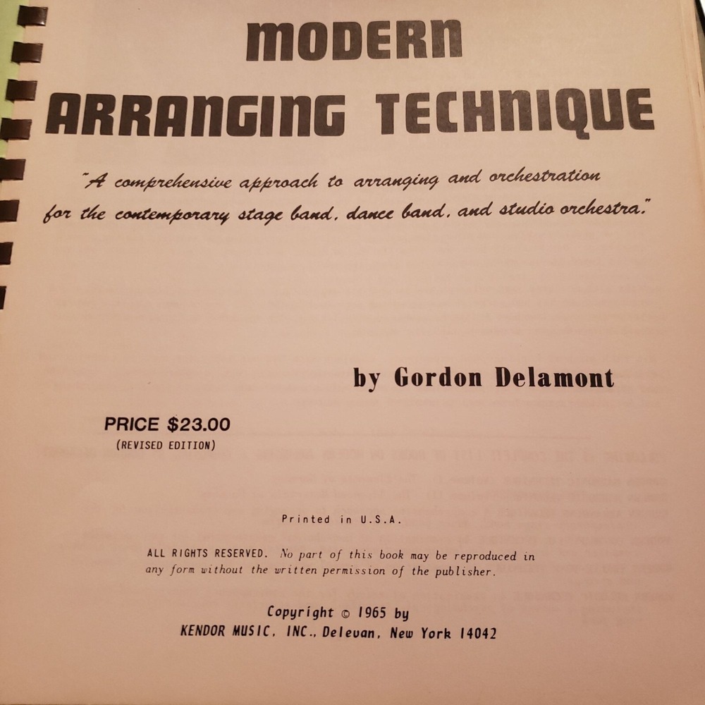 Modern Arranging Technique By Gordon Delamont 1965 Spiral-Bound Book - Picture 4 of 6